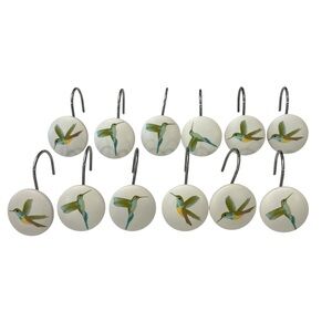 Hummingbird Shower Curtain Hooks Set of 12 Birds Nature Bathroom Cottagecore